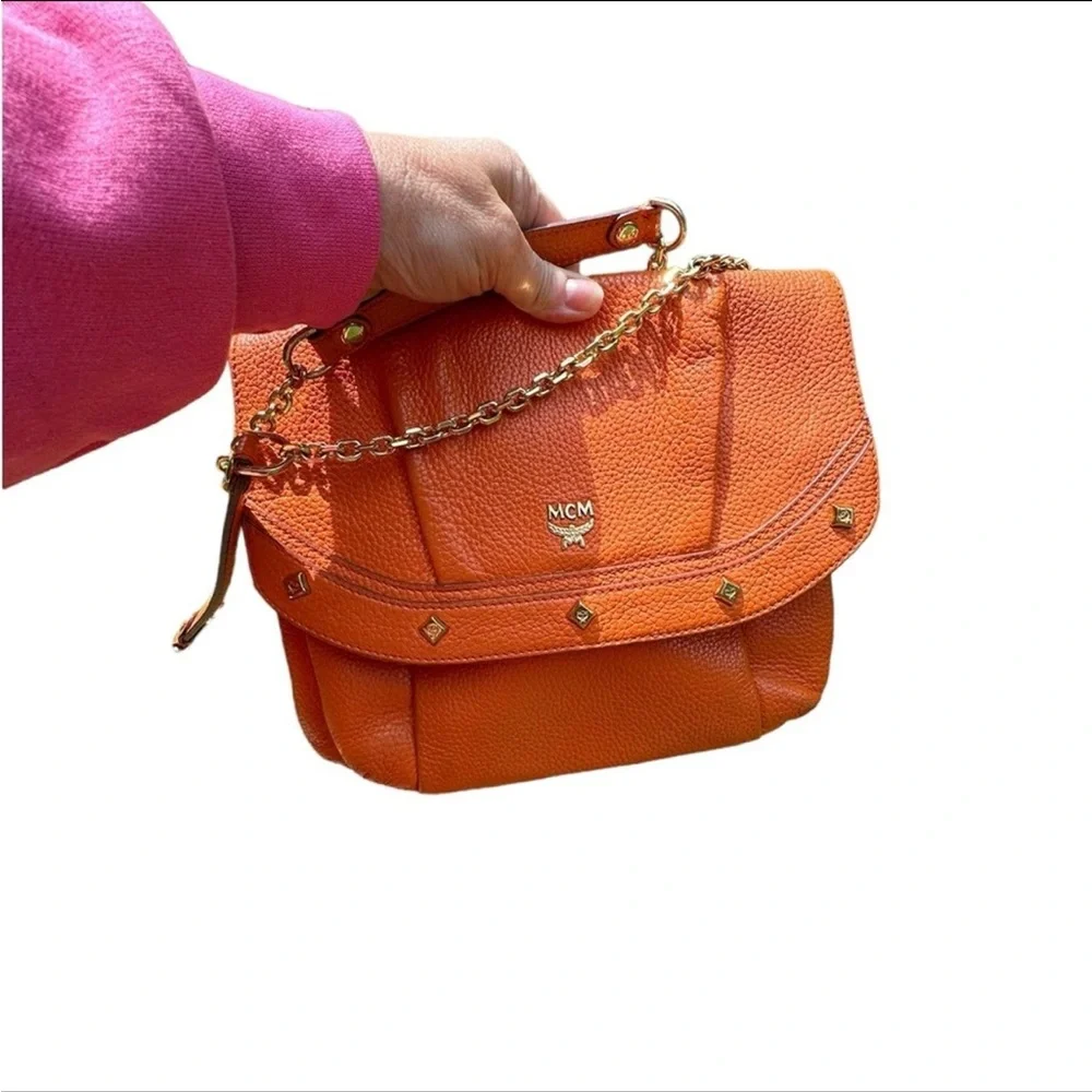 Authentic MCM Leather Two-way Studded Crossbody/Shoulder Bag
